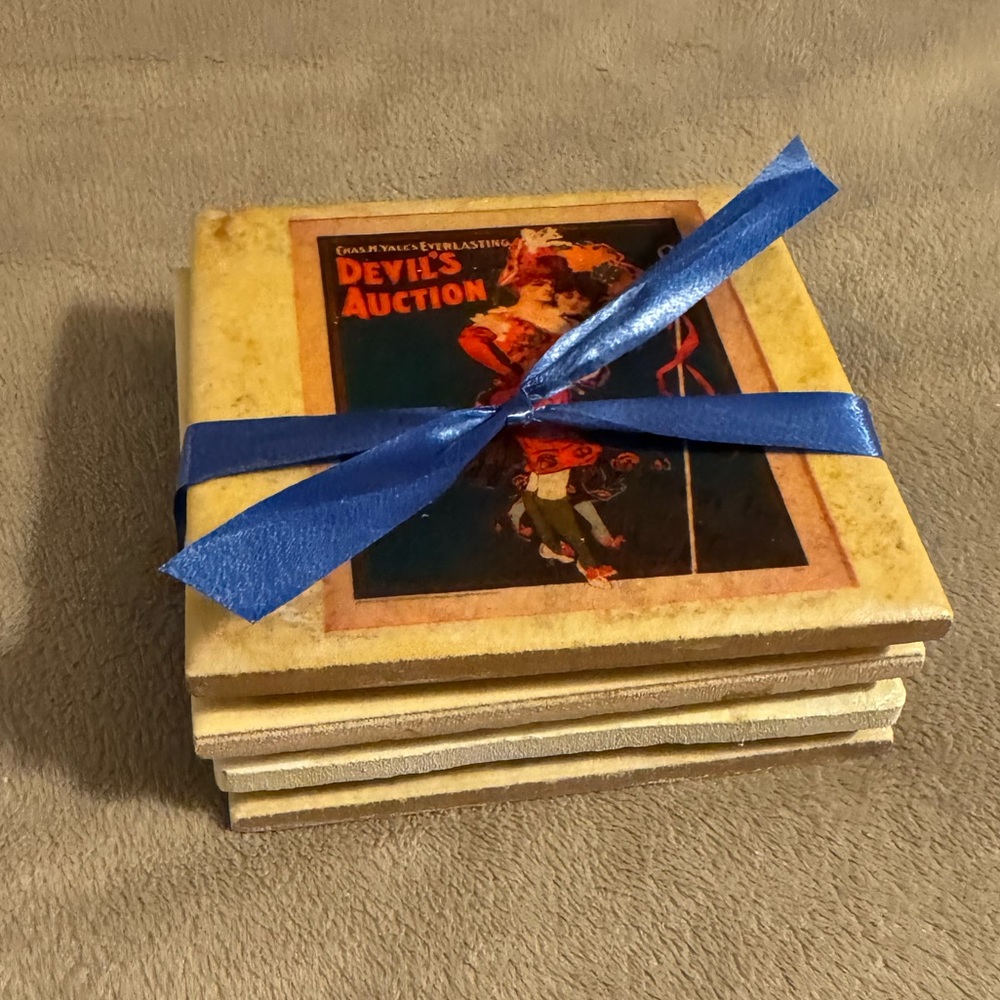 Set of four coasters made from images on ceramic tiles. 4” square. New - Picture 7 of 7